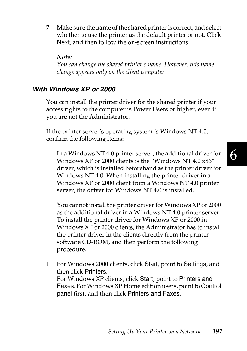 With windows xp or 2000” on | Epson EPL-N7000 User Manual | Page 208 / 496