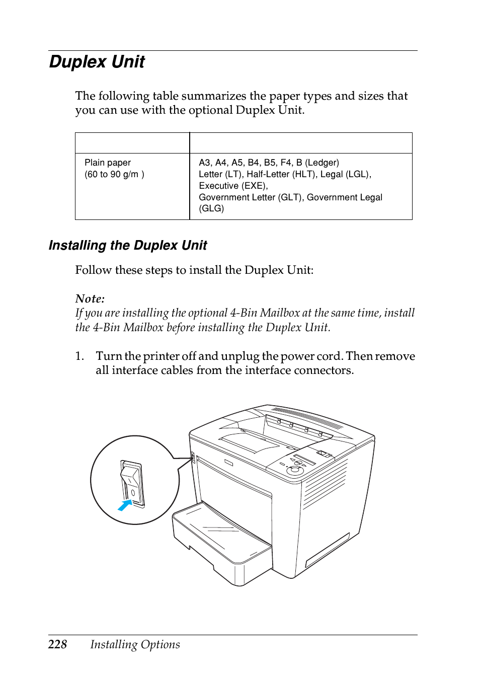 Duplex unit | Epson EPL-N7000 User Manual | Page 239 / 496