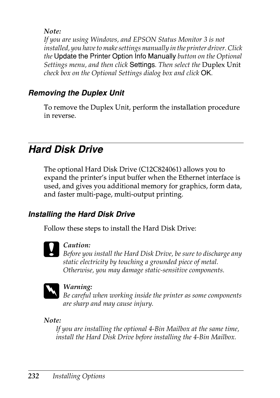 Hard disk drive | Epson EPL-N7000 User Manual | Page 243 / 496