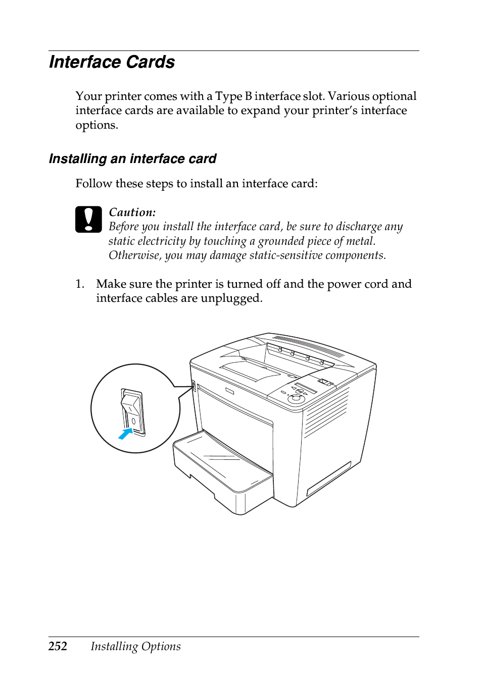 Interface cards | Epson EPL-N7000 User Manual | Page 263 / 496