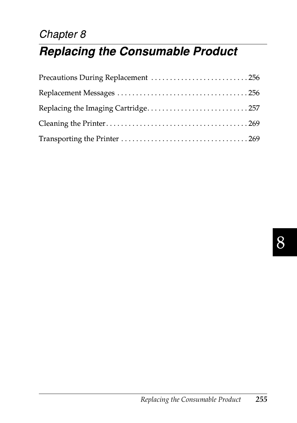 Replacing the consumable product, Chapter 8 | Epson EPL-N7000 User Manual | Page 266 / 496