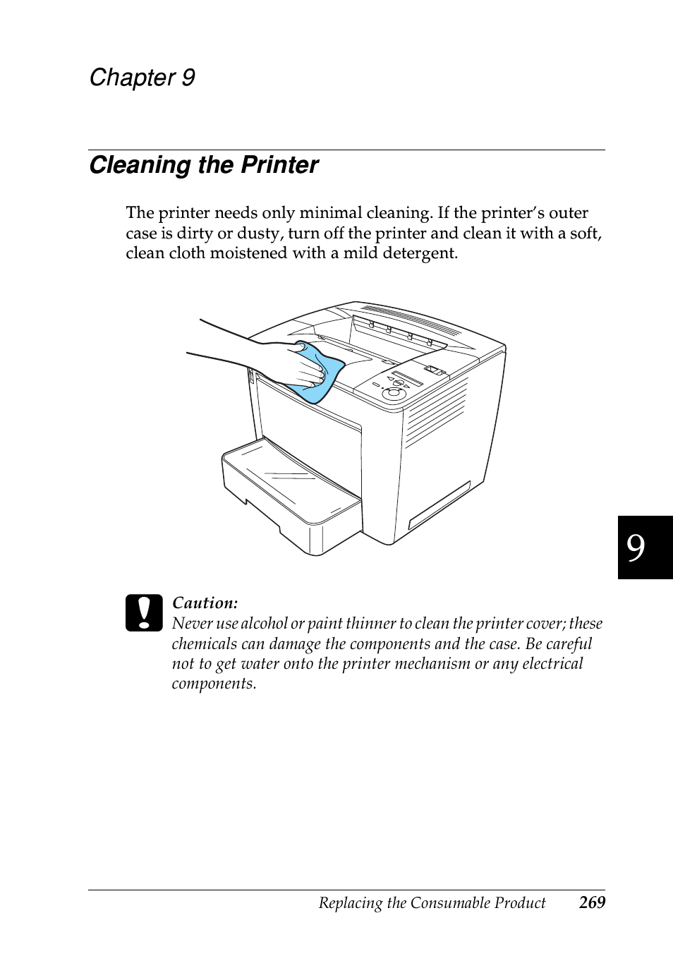 Cleaning the printer | Epson EPL-N7000 User Manual | Page 280 / 496