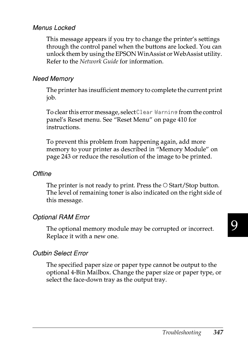 Epson EPL-N7000 User Manual | Page 358 / 496