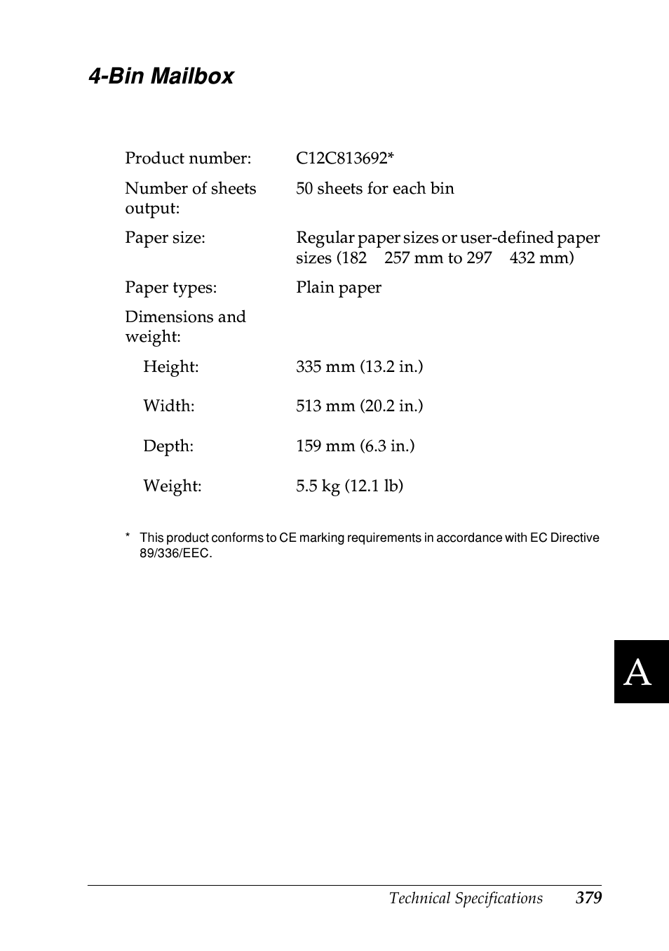 Bin mailbox | Epson EPL-N7000 User Manual | Page 390 / 496