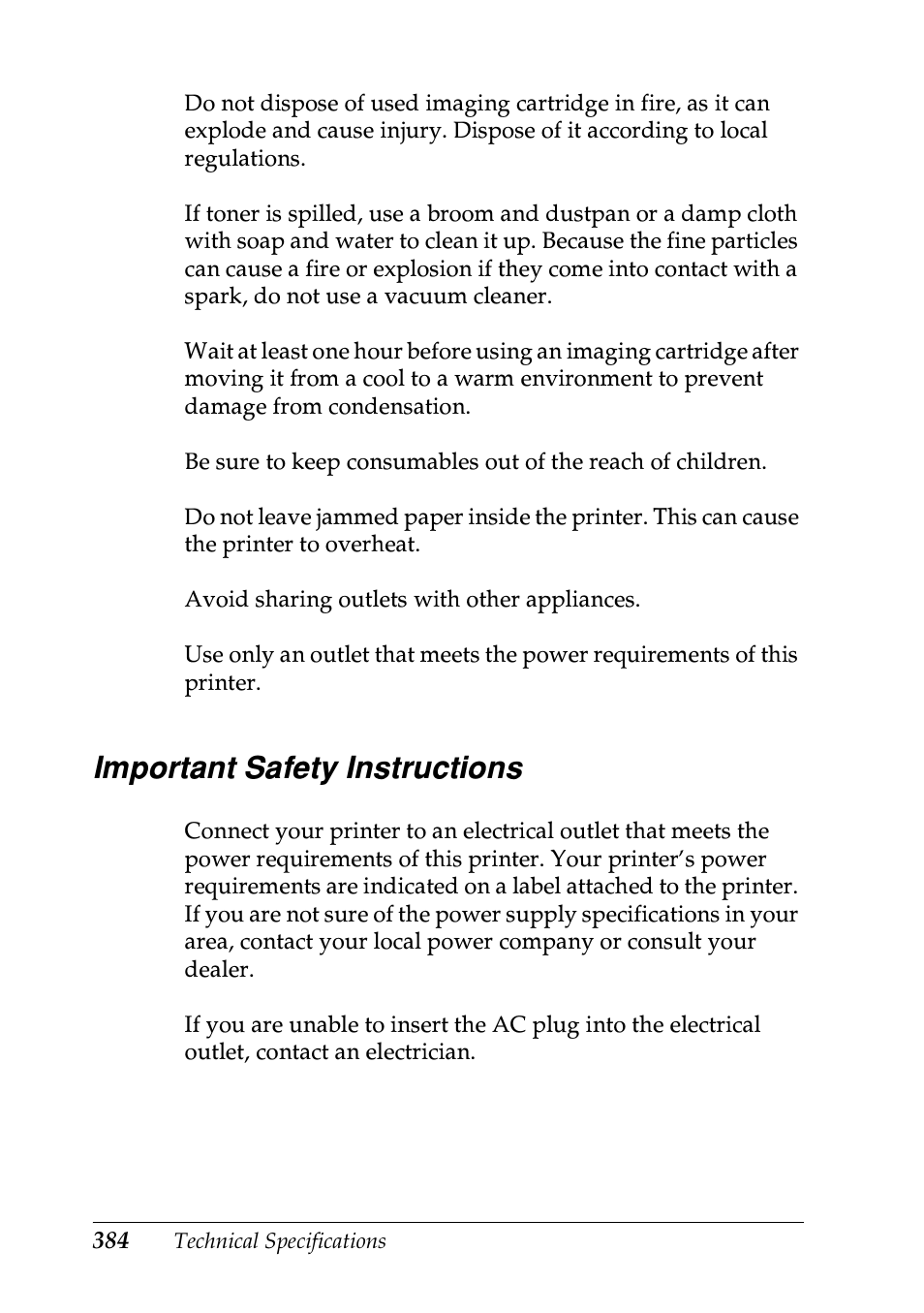 Important safety instructions | Epson EPL-N7000 User Manual | Page 395 / 496