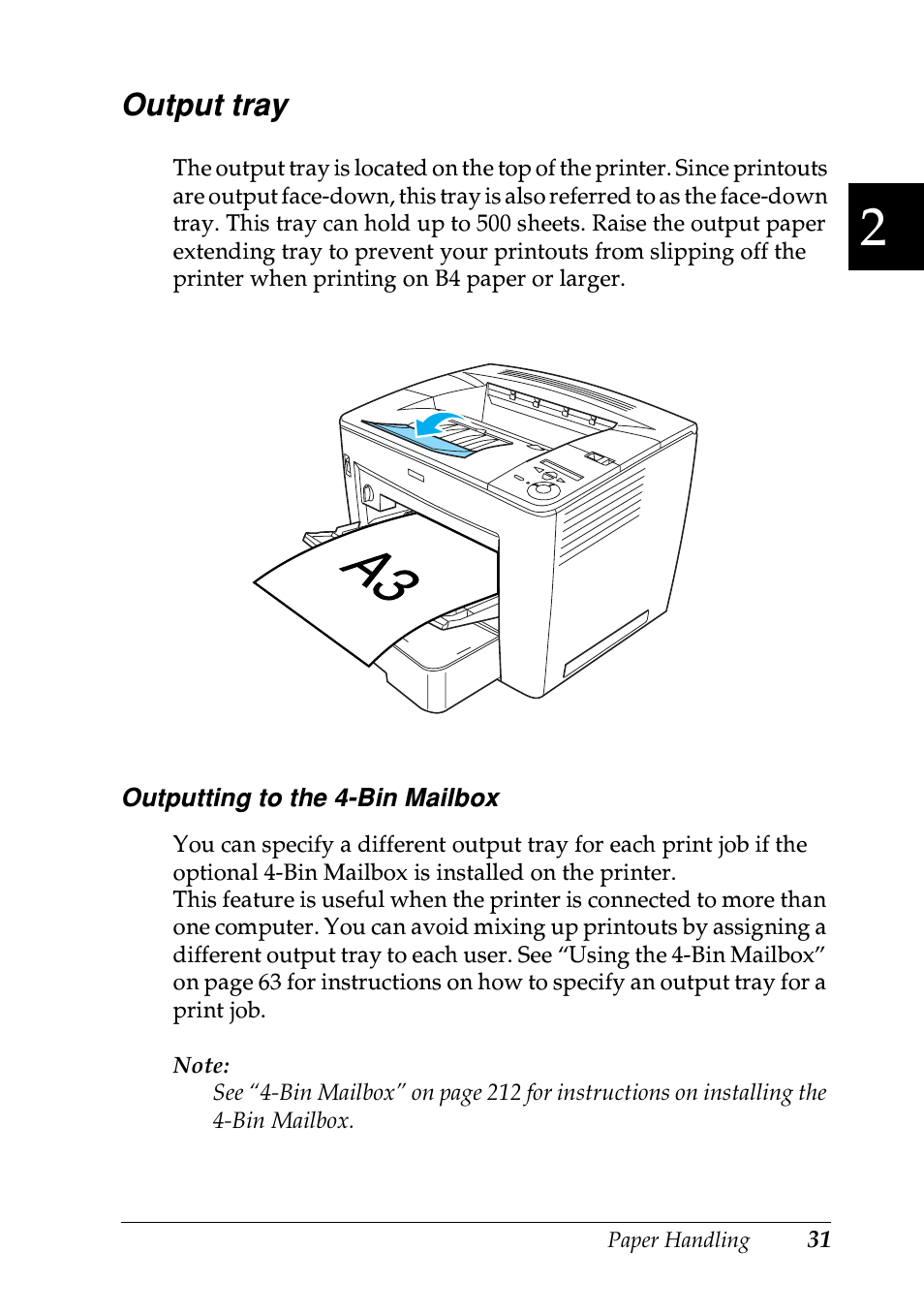 Output tray | Epson EPL-N7000 User Manual | Page 42 / 496