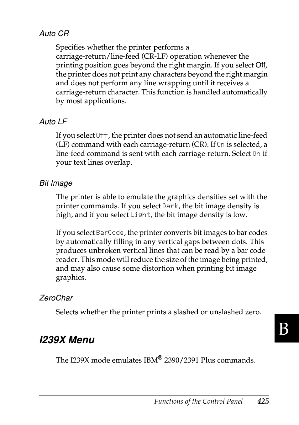 I239x menu | Epson EPL-N7000 User Manual | Page 436 / 496