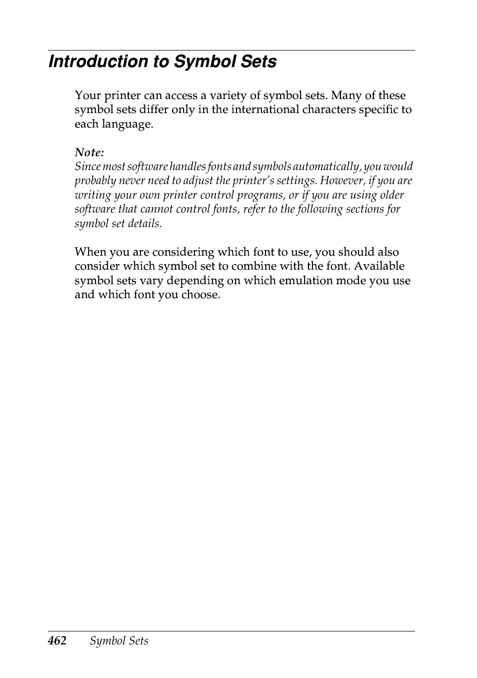 Introduction to symbol sets | Epson EPL-N7000 User Manual | Page 473 / 496