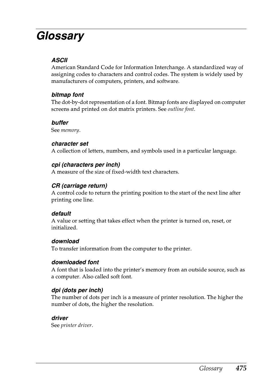 Glossary | Epson EPL-N7000 User Manual | Page 484 / 496