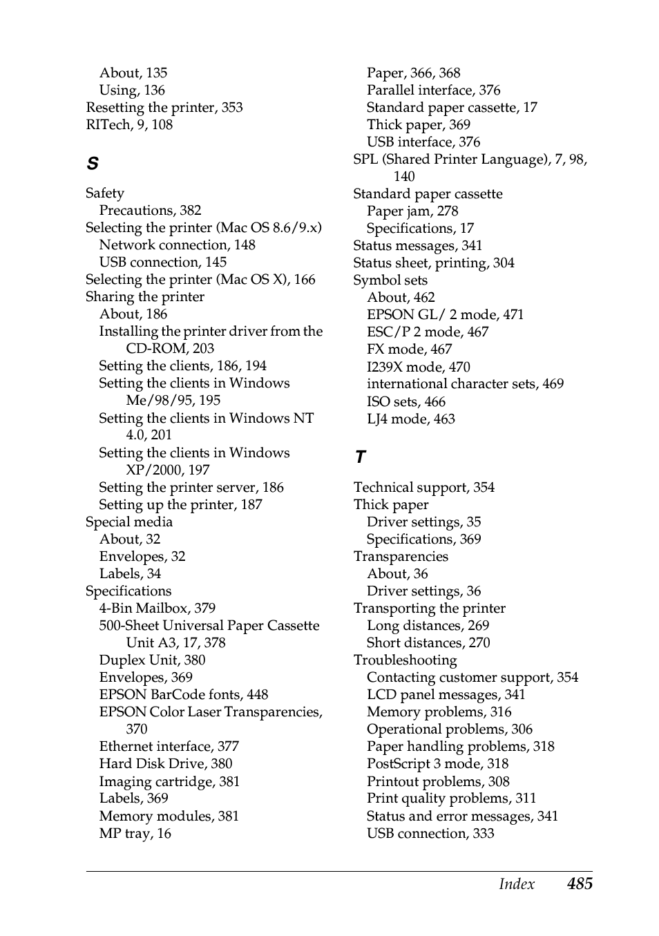 Epson EPL-N7000 User Manual | Page 494 / 496