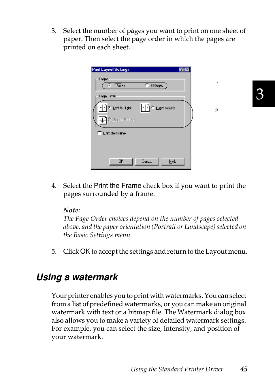 Using a watermark | Epson EPL-N7000 User Manual | Page 56 / 496