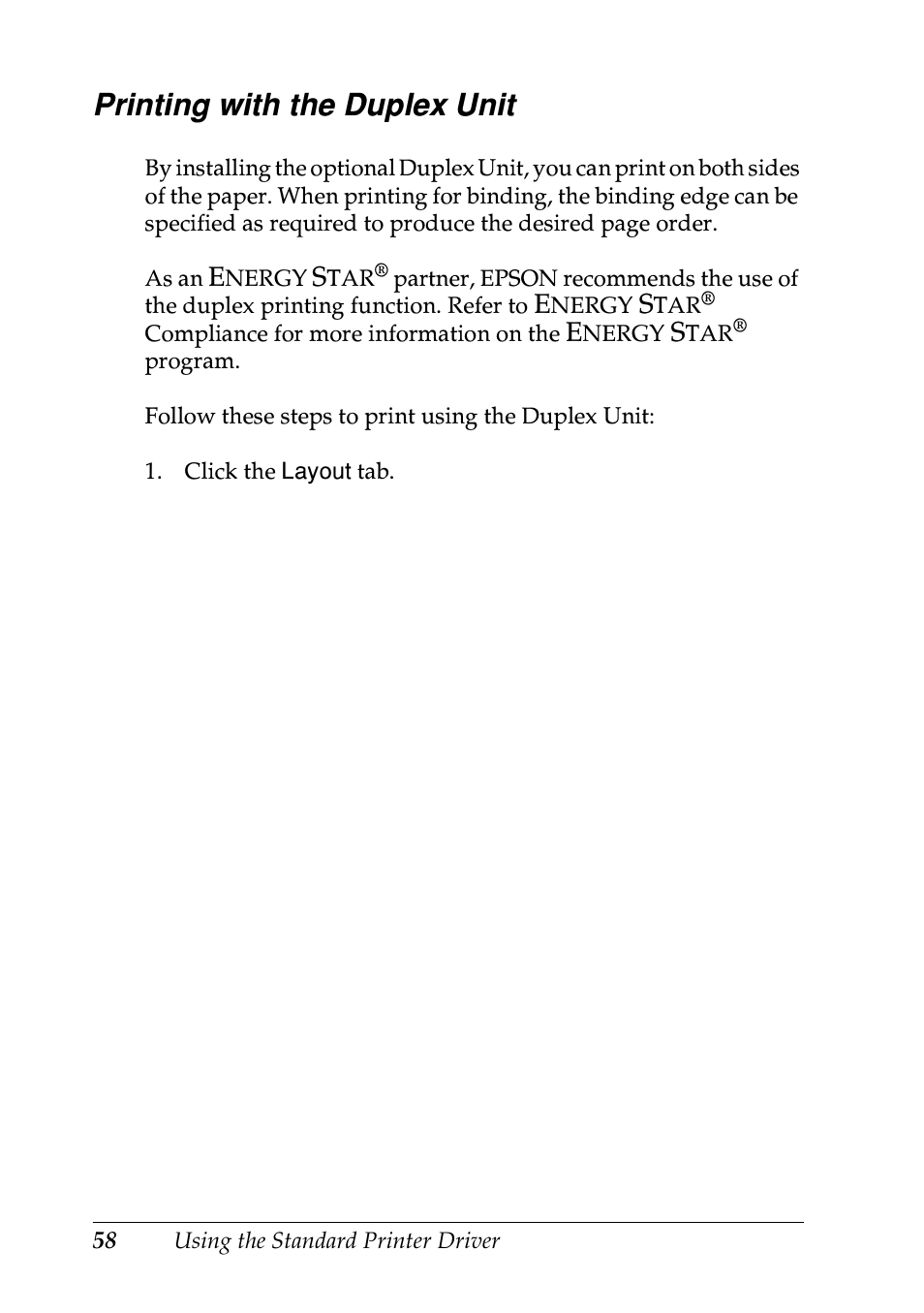 Printing with the duplex unit | Epson EPL-N7000 User Manual | Page 69 / 496