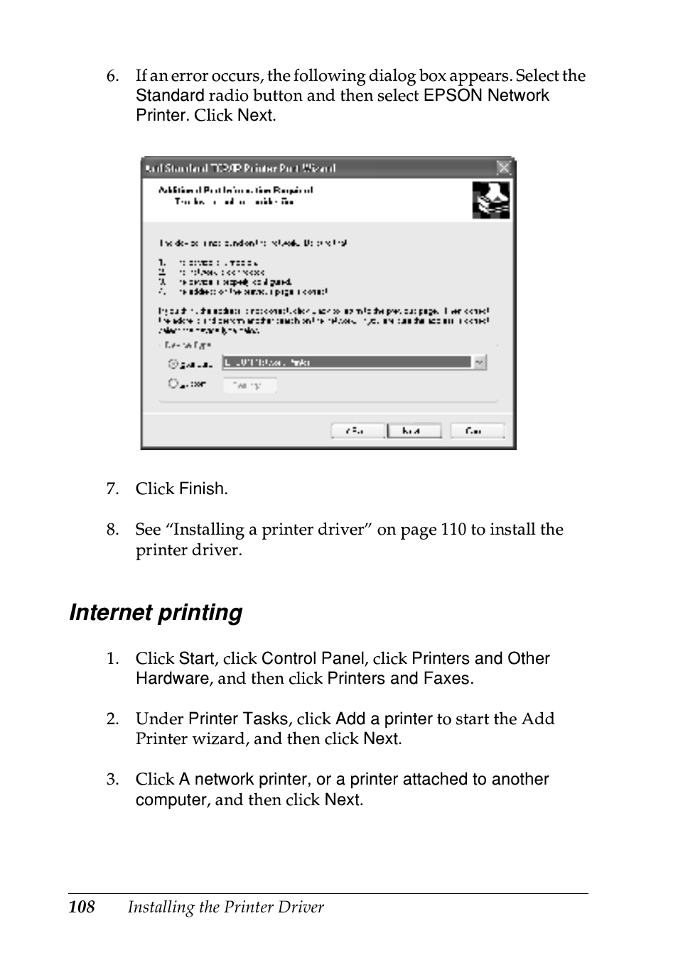 Internet printing | Epson EPL-N7000 User Manual | Page 108 / 274