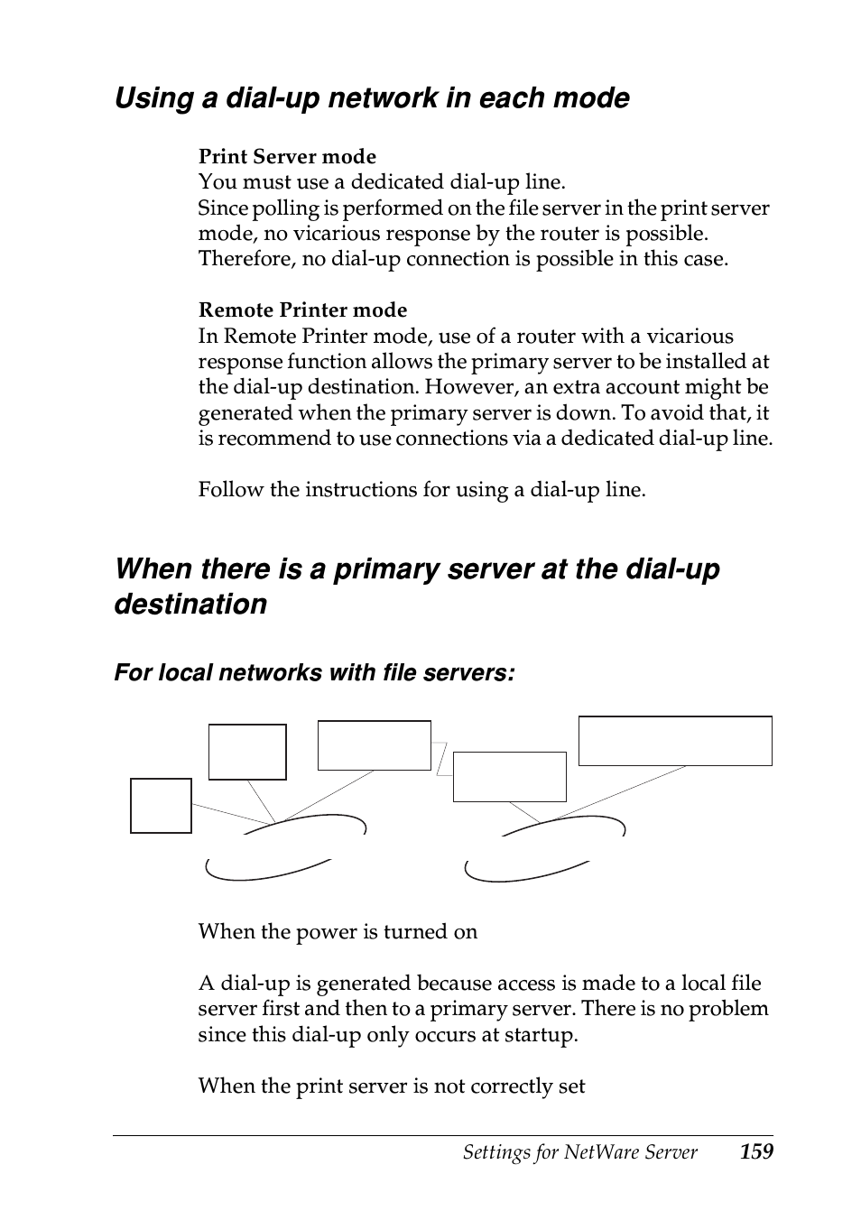 Using a dial-up network in each mode | Epson EPL-N7000 User Manual | Page 159 / 274