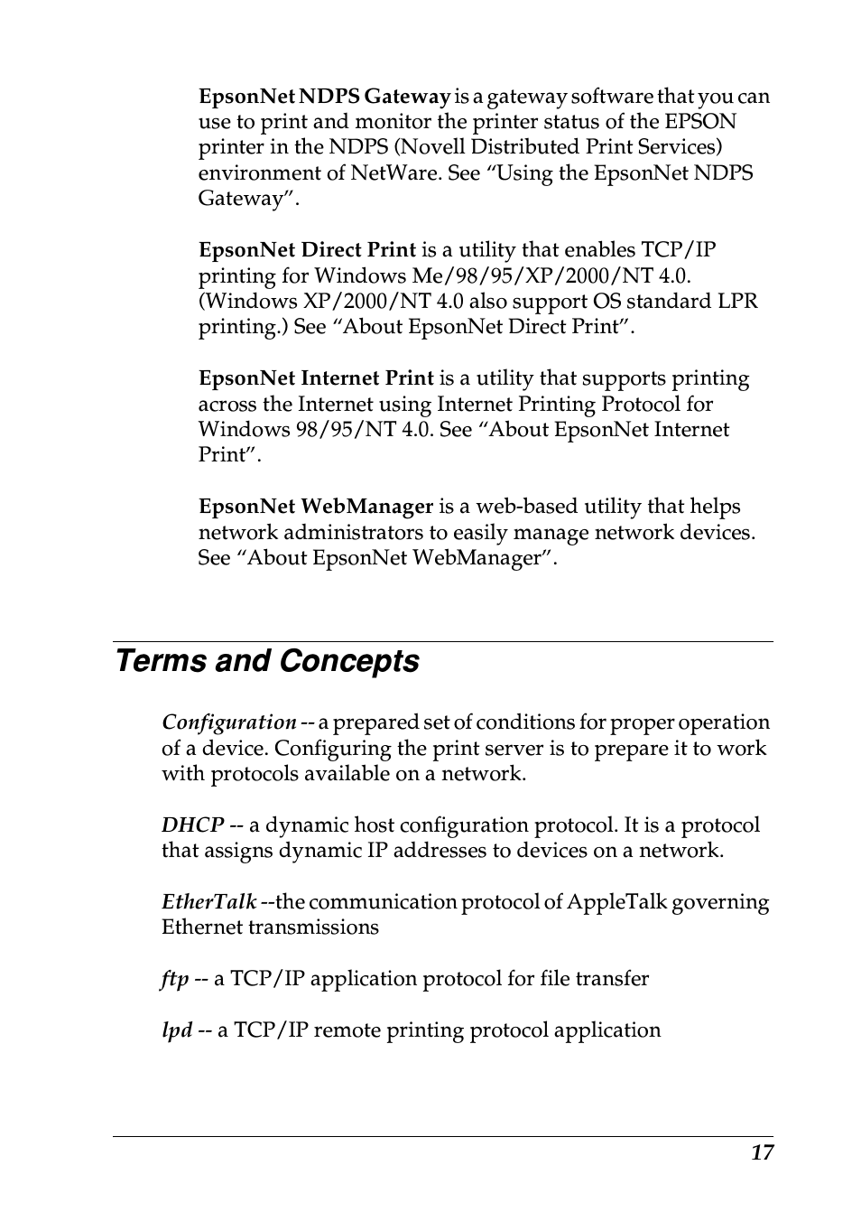 Terms and concepts | Epson EPL-N7000 User Manual | Page 17 / 274