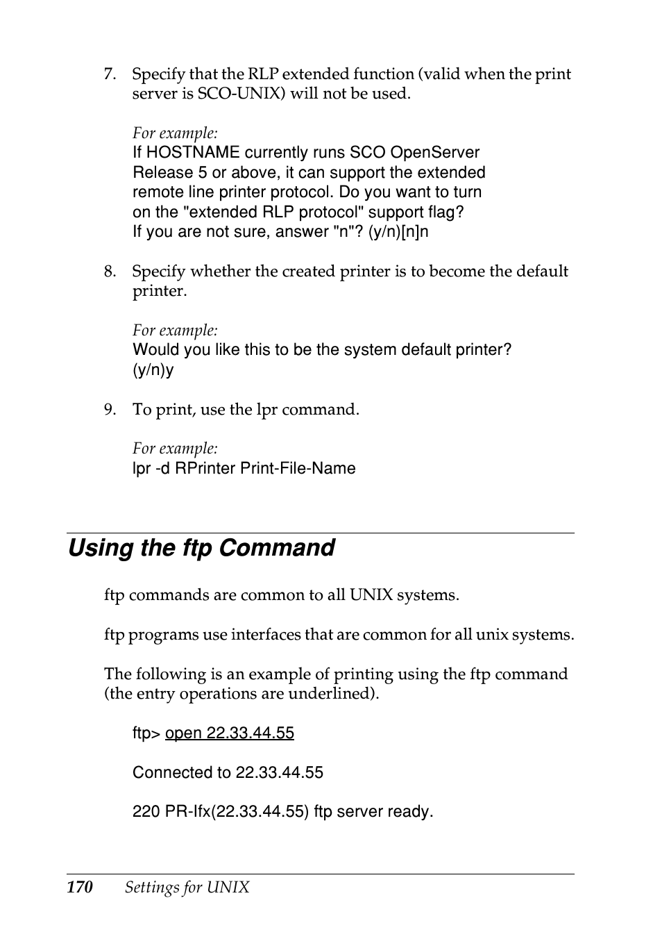 Using the ftp command | Epson EPL-N7000 User Manual | Page 170 / 274