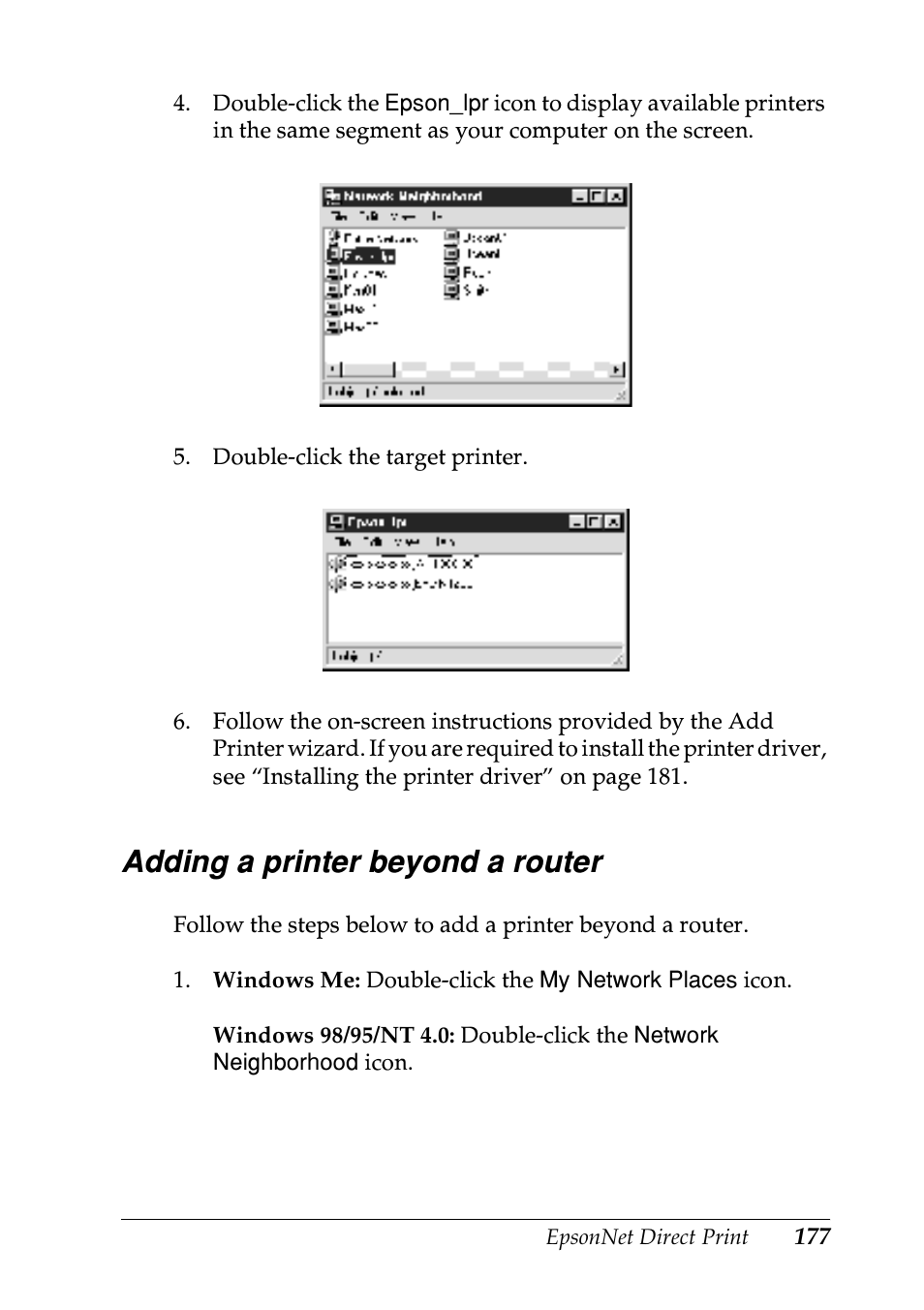 Adding a printer beyond a router | Epson EPL-N7000 User Manual | Page 177 / 274