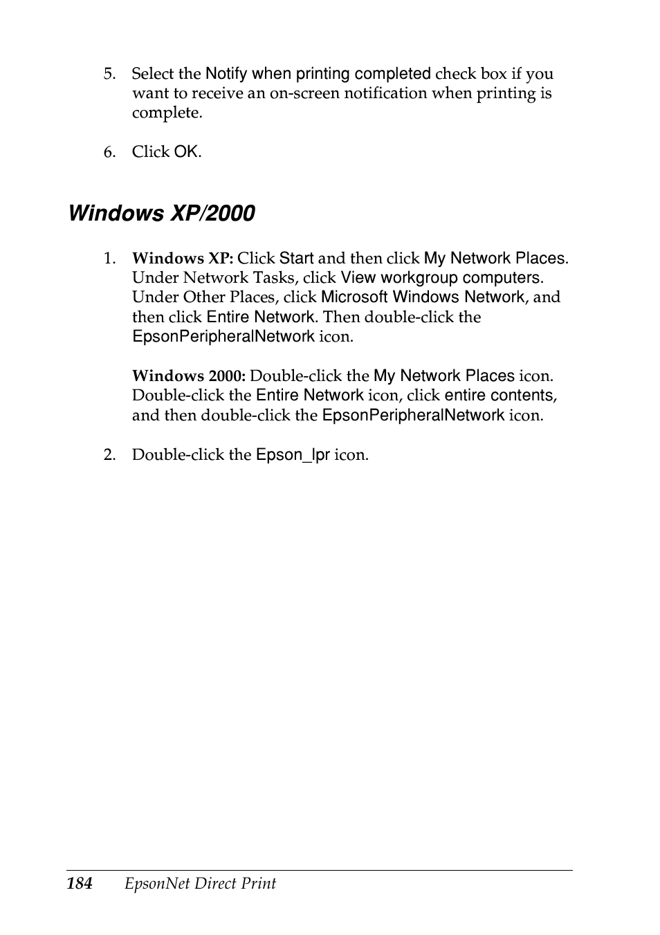 Windows xp/2000 | Epson EPL-N7000 User Manual | Page 184 / 274