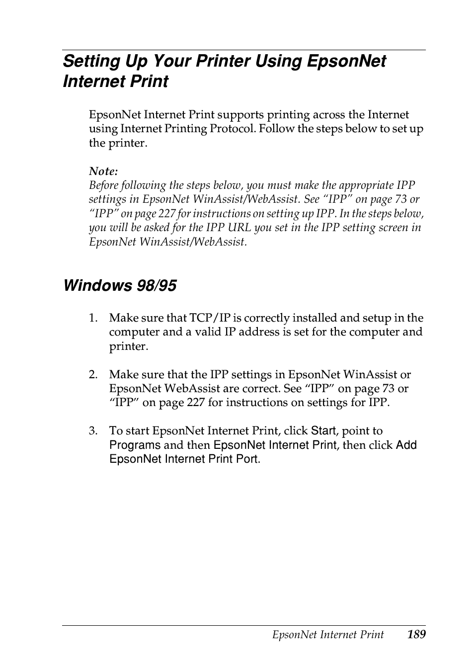 Windows 98/95 | Epson EPL-N7000 User Manual | Page 189 / 274