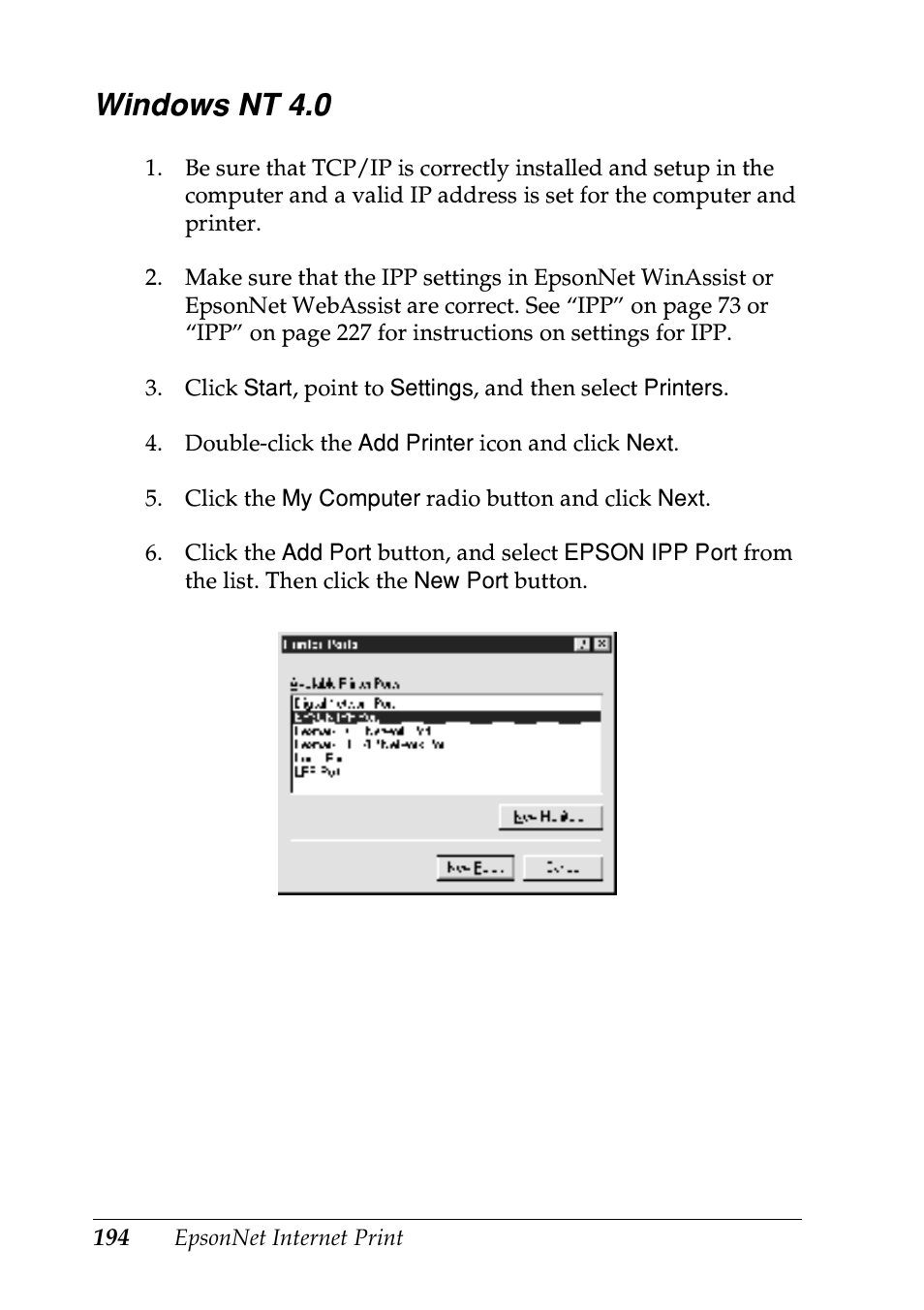 Windows nt 4.0 | Epson EPL-N7000 User Manual | Page 194 / 274