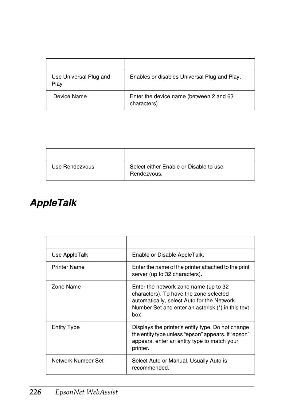 Appletalk | Epson EPL-N7000 User Manual | Page 226 / 274
