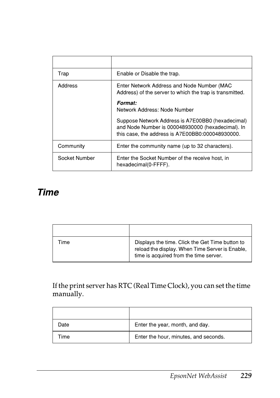 Time | Epson EPL-N7000 User Manual | Page 229 / 274