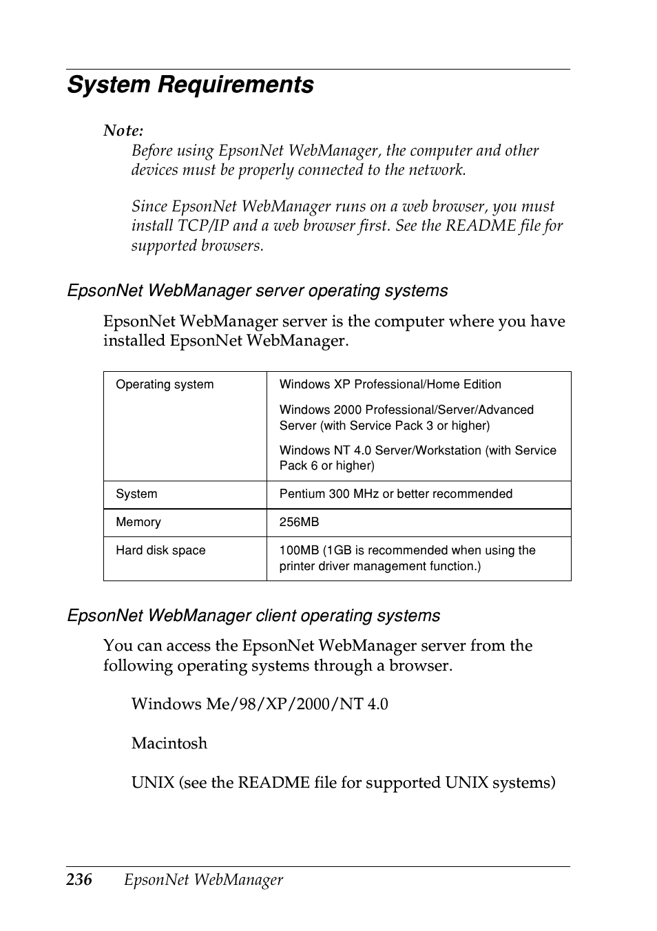 System requirements | Epson EPL-N7000 User Manual | Page 234 / 274