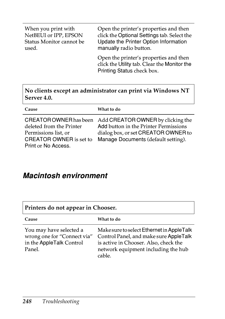 Macintosh environment | Epson EPL-N7000 User Manual | Page 246 / 274