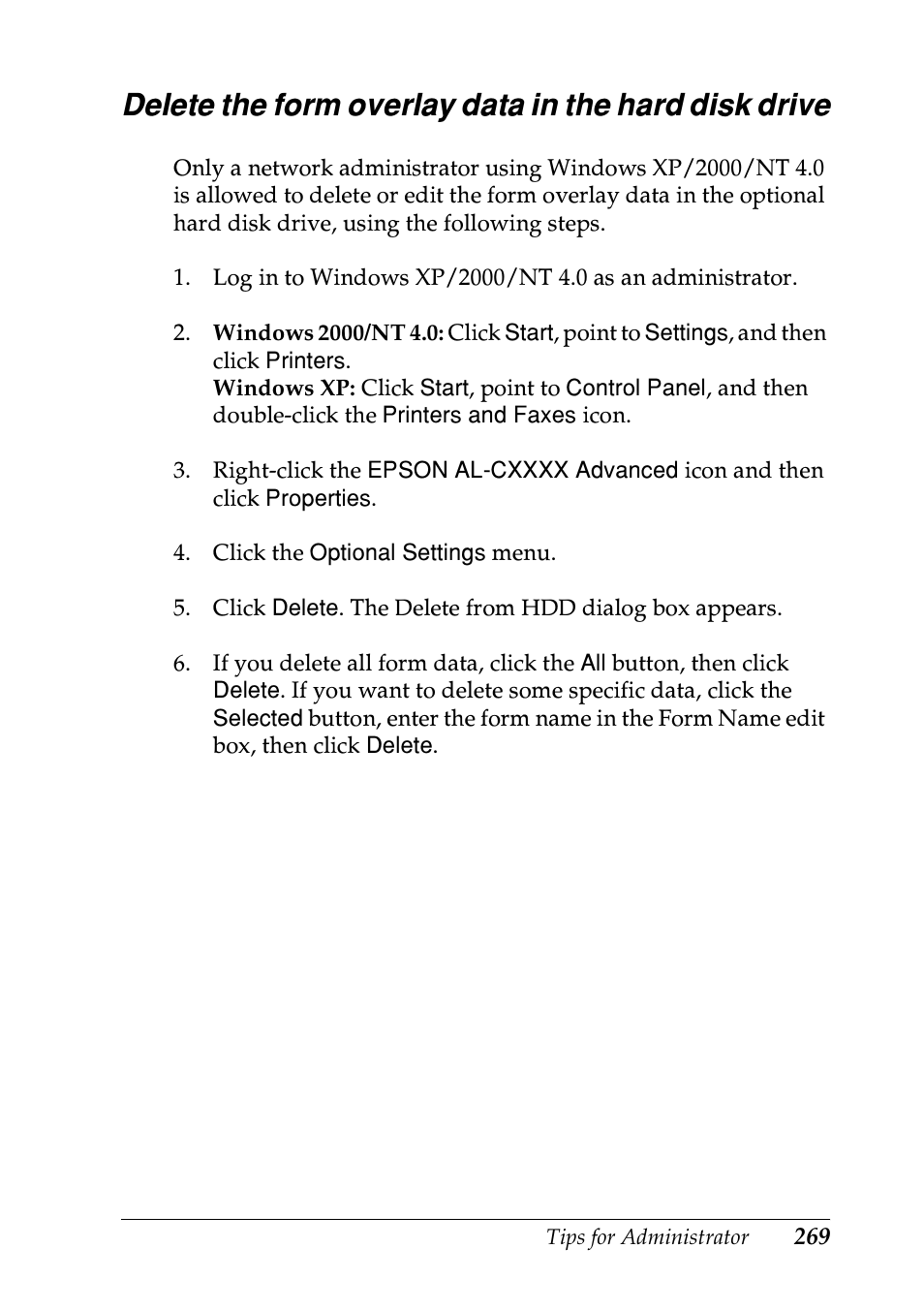 Epson EPL-N7000 User Manual | Page 267 / 274