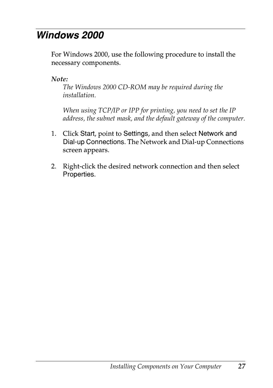 Windows 2000 | Epson EPL-N7000 User Manual | Page 27 / 274