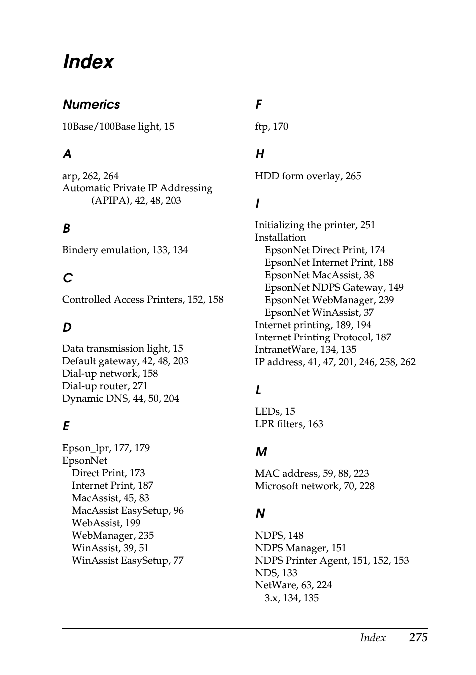 Index | Epson EPL-N7000 User Manual | Page 273 / 274