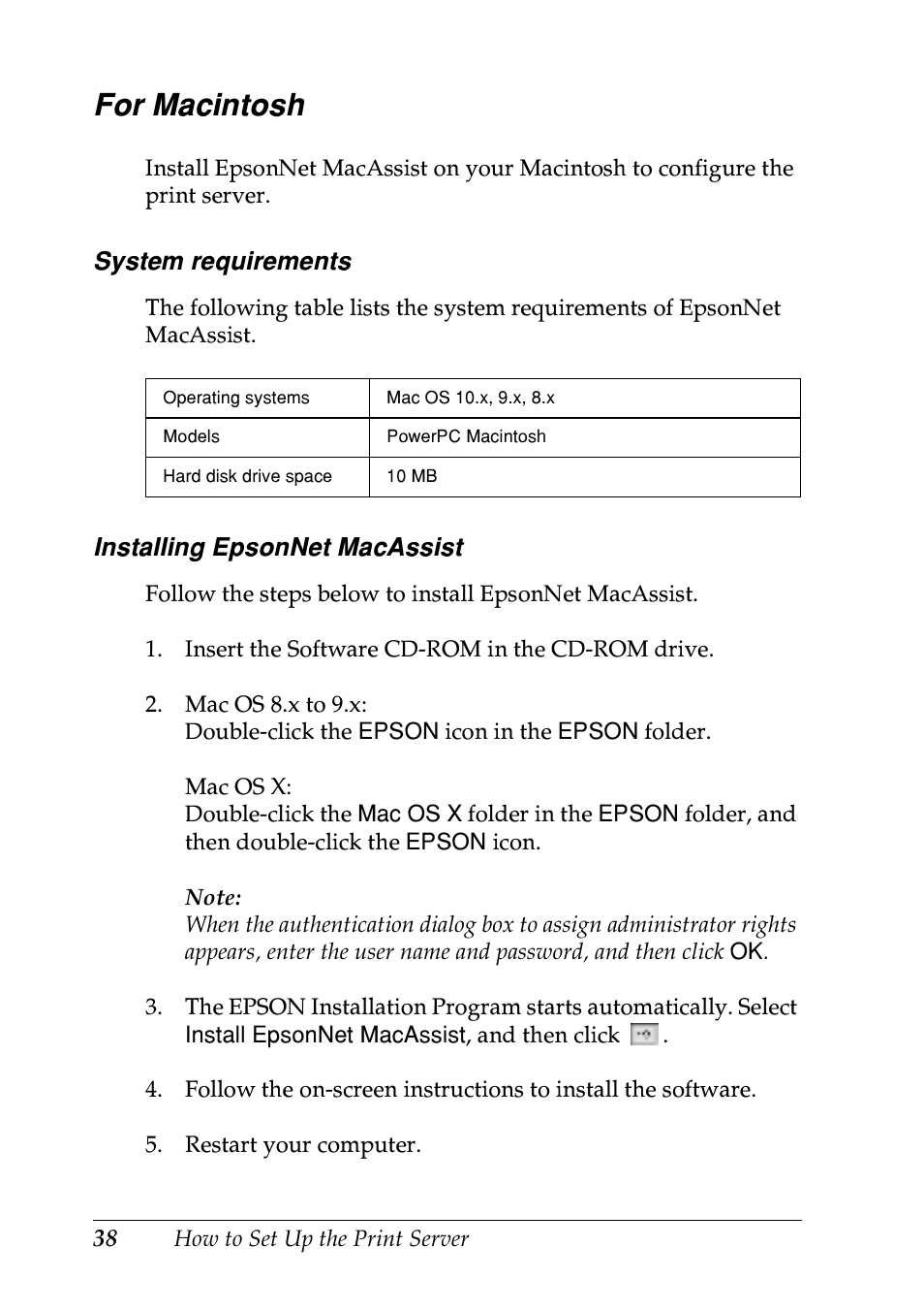 For macintosh | Epson EPL-N7000 User Manual | Page 38 / 274