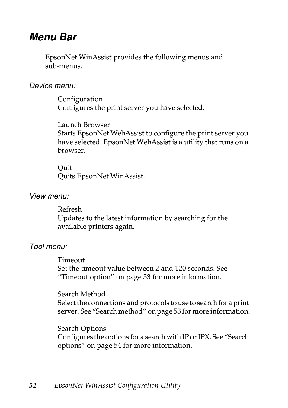 Menu bar | Epson EPL-N7000 User Manual | Page 52 / 274