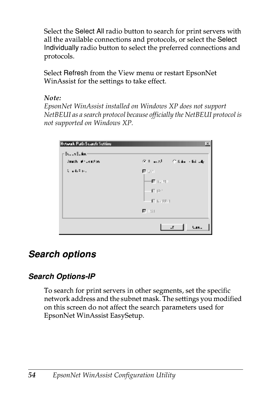 Search options | Epson EPL-N7000 User Manual | Page 54 / 274