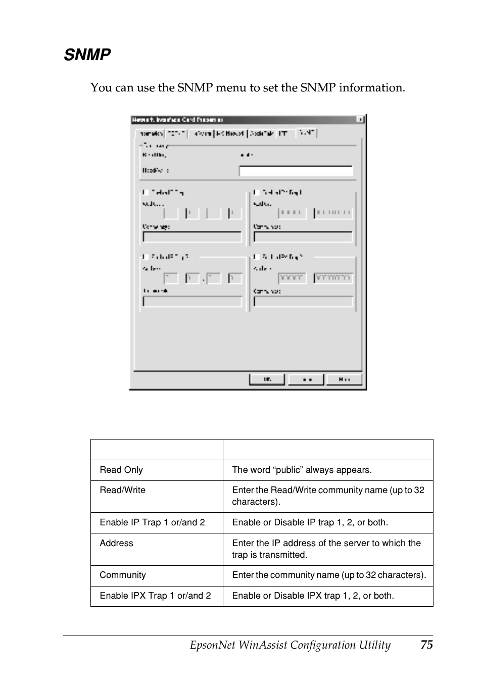 Snmp | Epson EPL-N7000 User Manual | Page 75 / 274