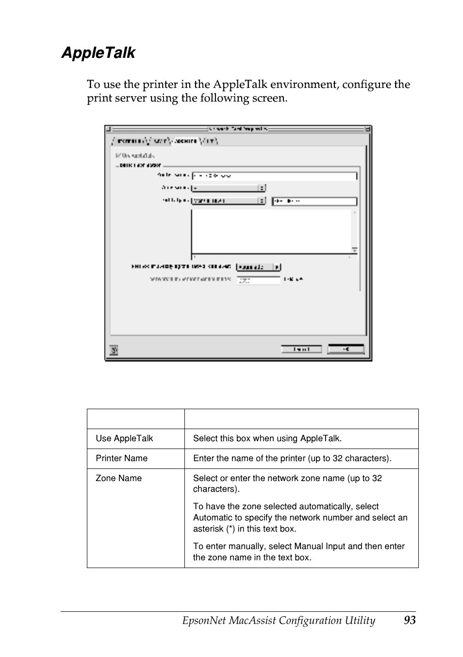Appletalk | Epson EPL-N7000 User Manual | Page 93 / 274