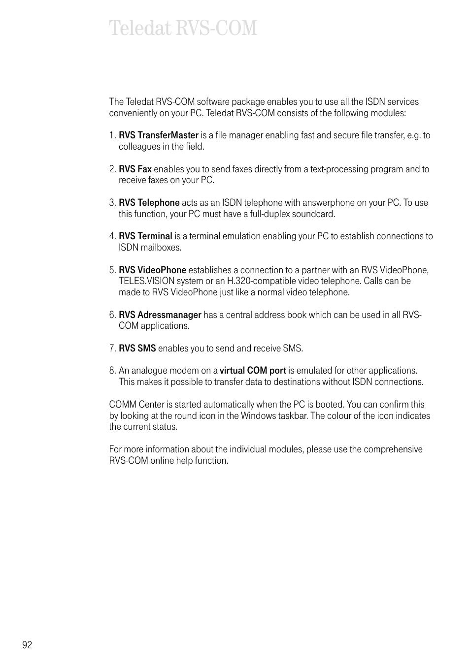 Teledat rvs-com | Deutsche Telekom T-Eumex 504PC SE User Manual | Page 100 / 120