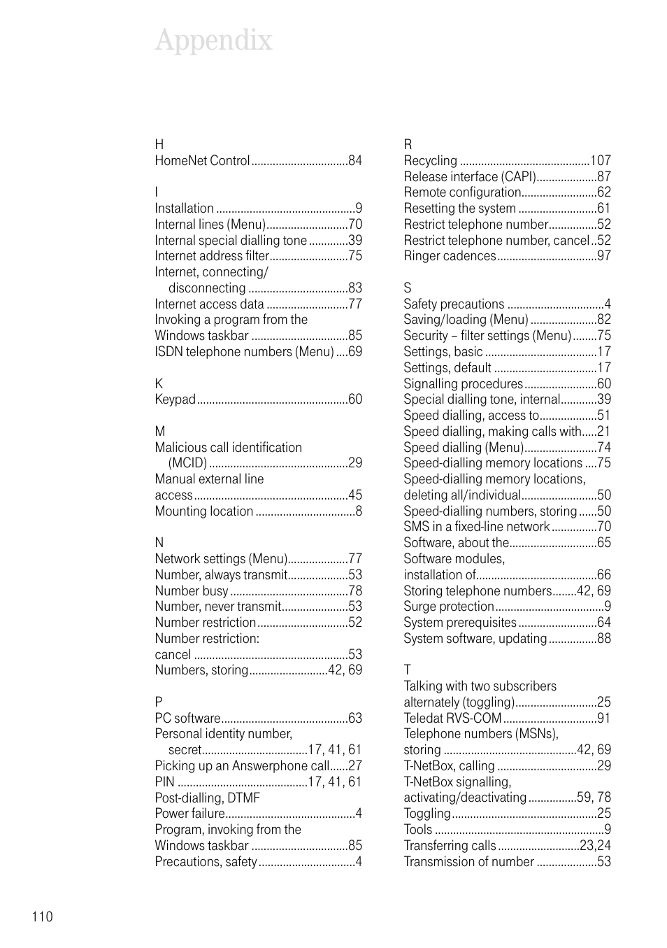 Appendix | Deutsche Telekom T-Eumex 504PC SE User Manual | Page 118 / 120