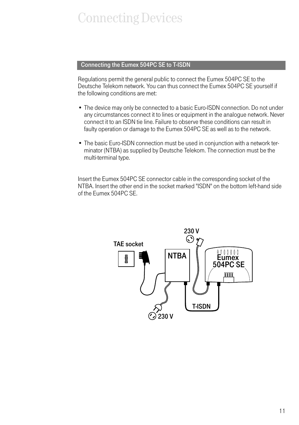 Connecting the eumex 504pc se to t-isdn, Connecting devices | Deutsche Telekom T-Eumex 504PC SE User Manual | Page 19 / 120