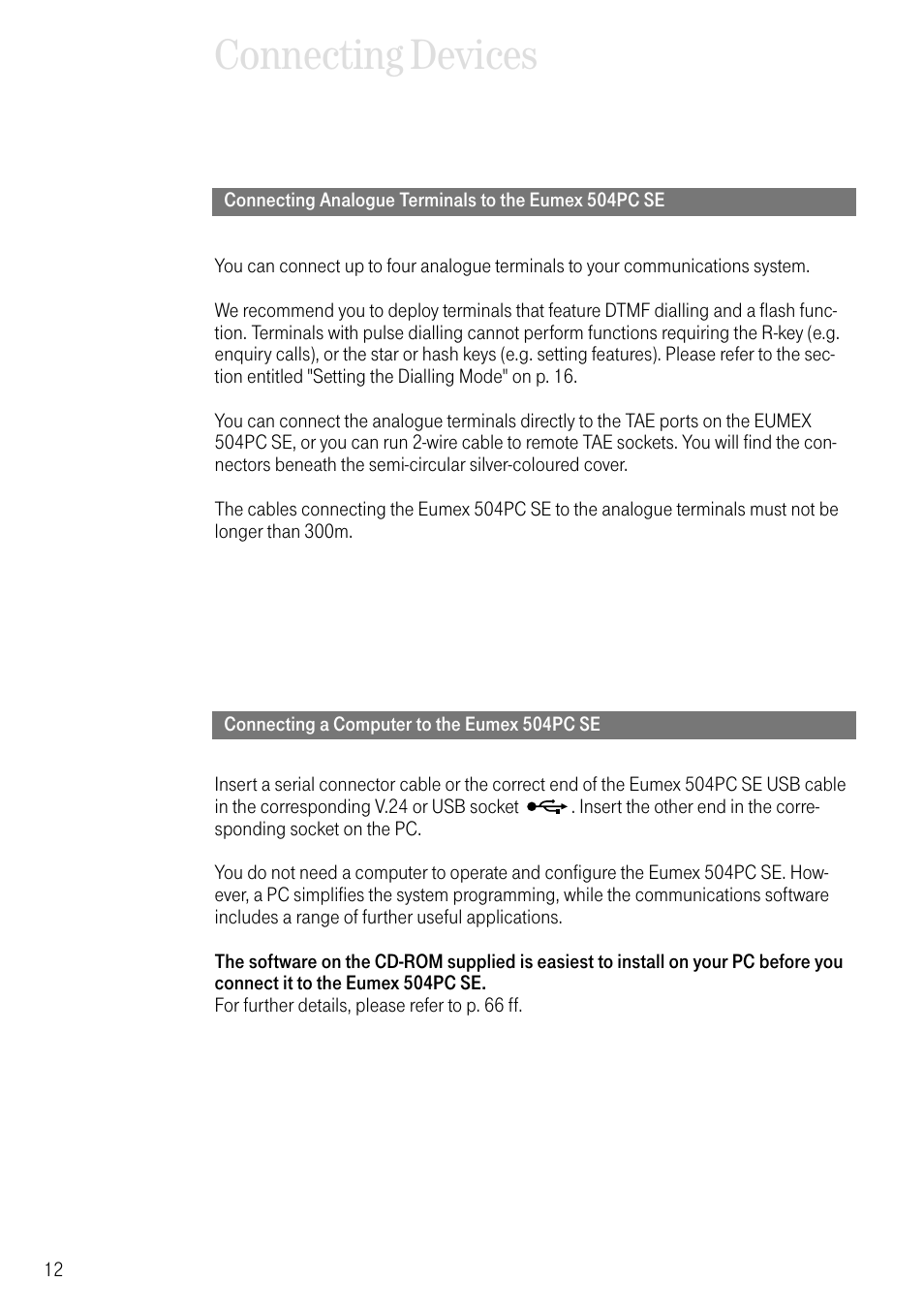 Connecting a computer to the eumex 504pc se, Connecting devices | Deutsche Telekom T-Eumex 504PC SE User Manual | Page 20 / 120