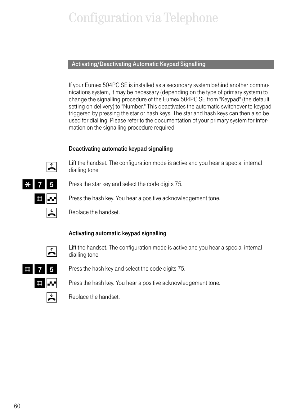 Configuration via telephone, B* 7 5 # q d b # 7 5 # q d | Deutsche Telekom T-Eumex 504PC SE User Manual | Page 68 / 120