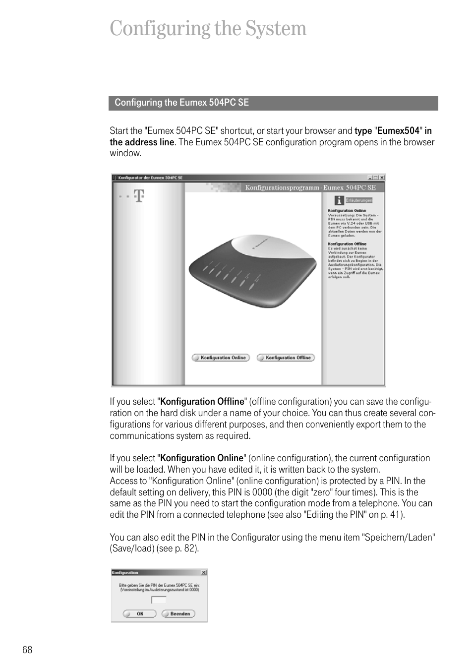 Configuring the system, Configuring the eumex 504pc se | Deutsche Telekom T-Eumex 504PC SE User Manual | Page 76 / 120