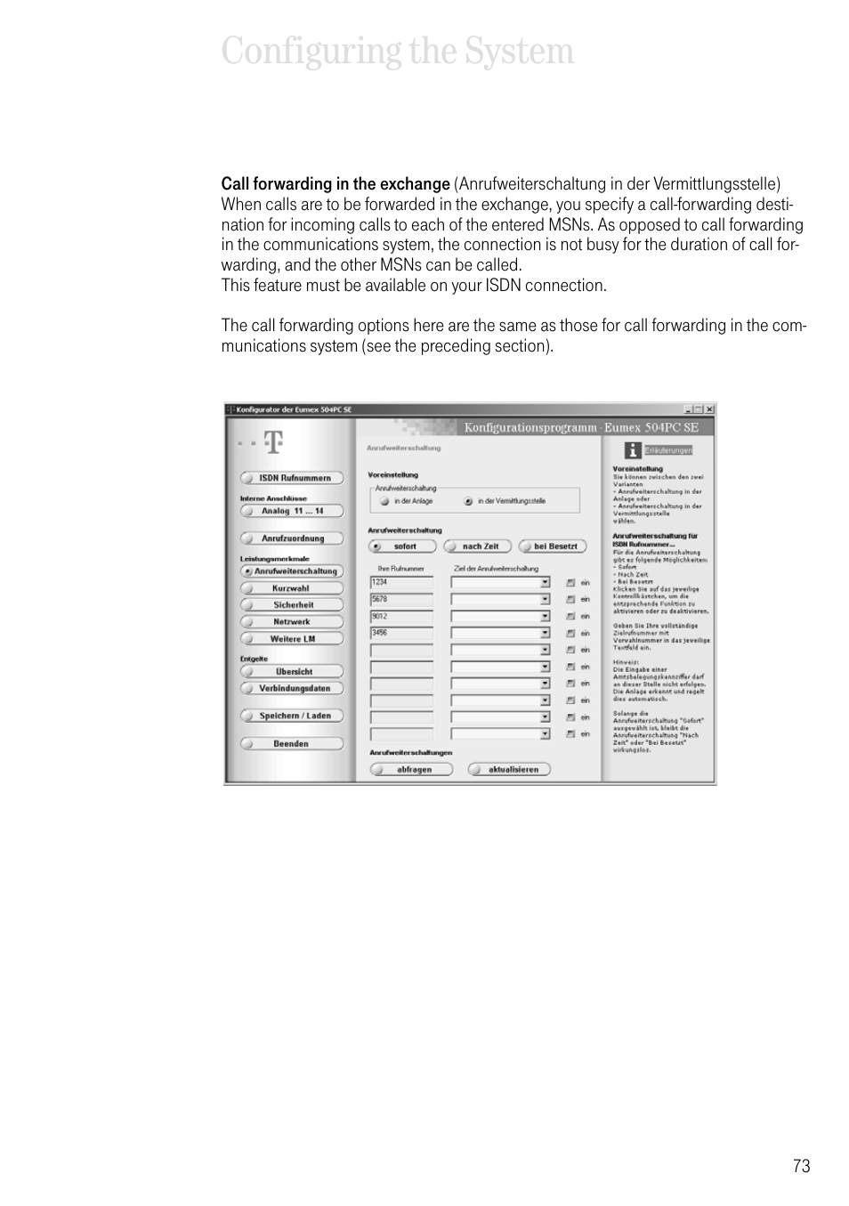 Configuring the system | Deutsche Telekom T-Eumex 504PC SE User Manual | Page 81 / 120