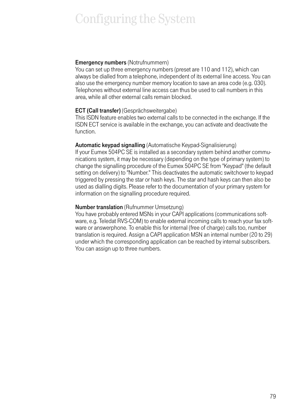 Configuring the system | Deutsche Telekom T-Eumex 504PC SE User Manual | Page 87 / 120