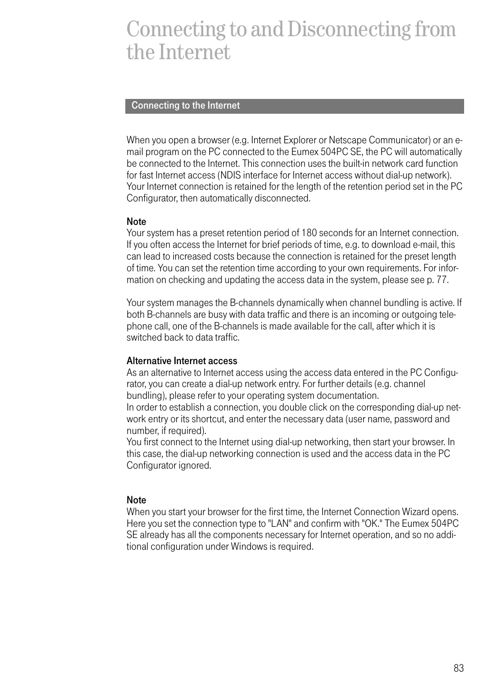 Connecting to and disconnecting from the internet, Connecting to the internet | Deutsche Telekom T-Eumex 504PC SE User Manual | Page 91 / 120