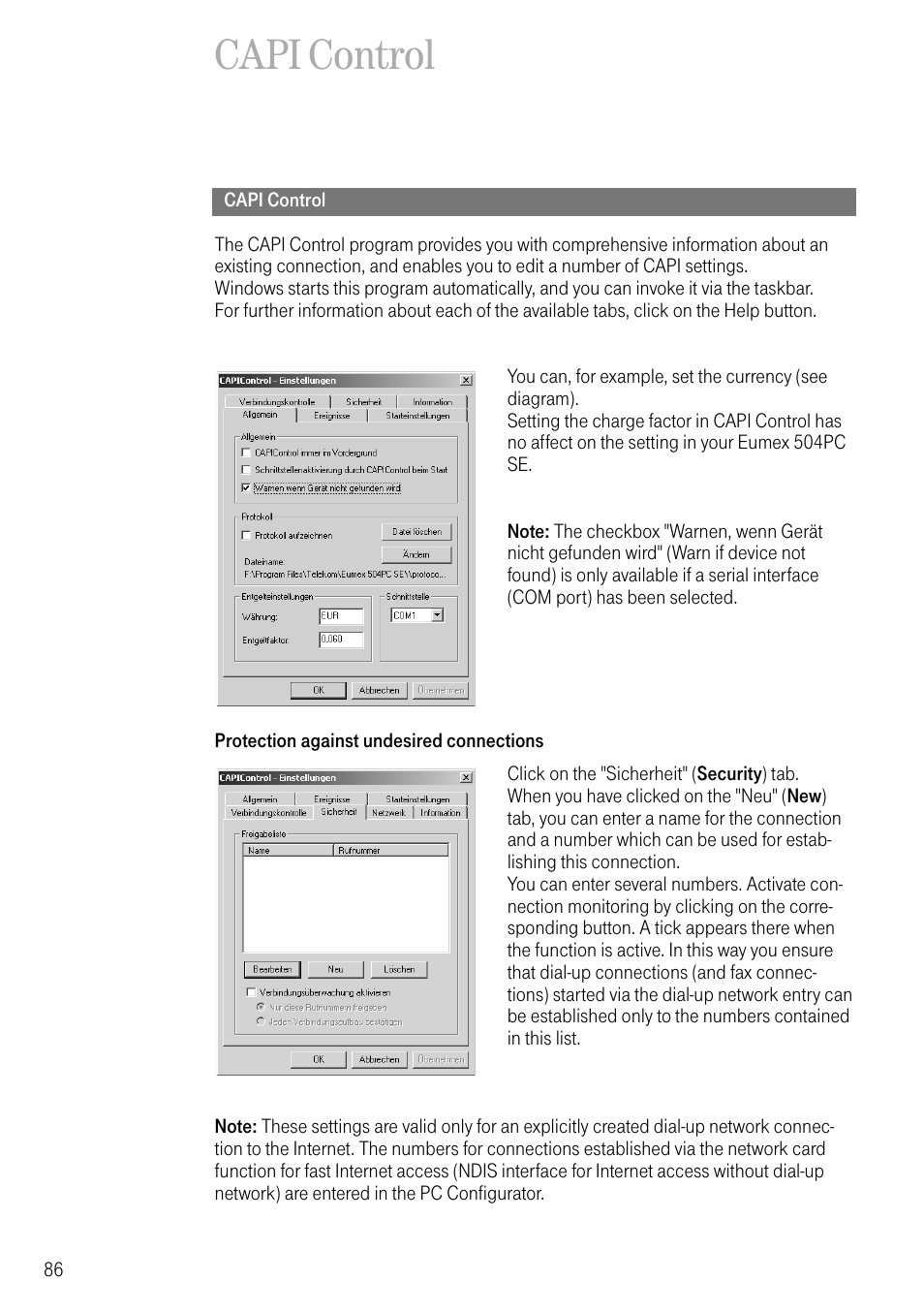 Capi control | Deutsche Telekom T-Eumex 504PC SE User Manual | Page 94 / 120