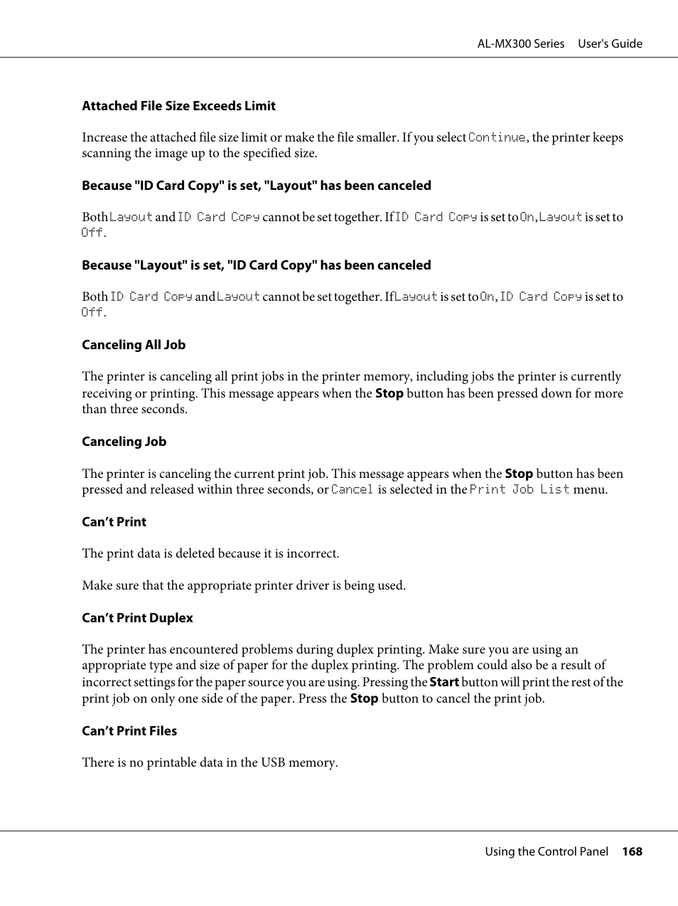 Epson WorkForce AL-MX300DN User Manual | Page 168 / 287