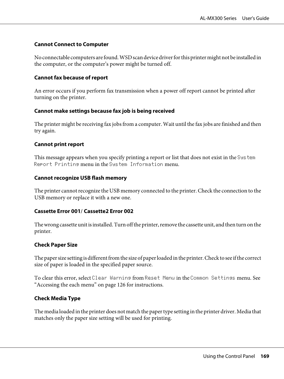 Epson WorkForce AL-MX300DN User Manual | Page 169 / 287