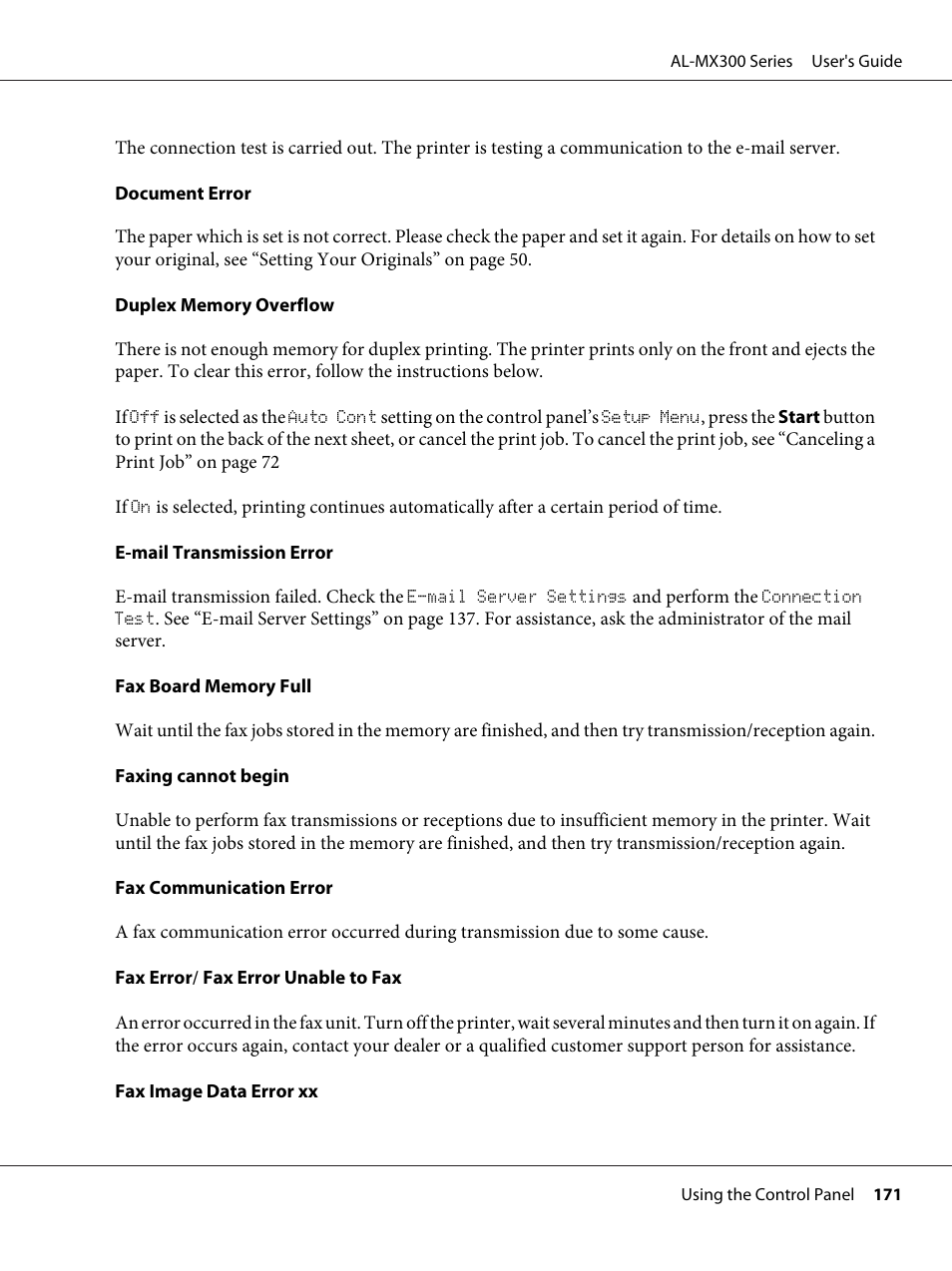 Epson WorkForce AL-MX300DN User Manual | Page 171 / 287