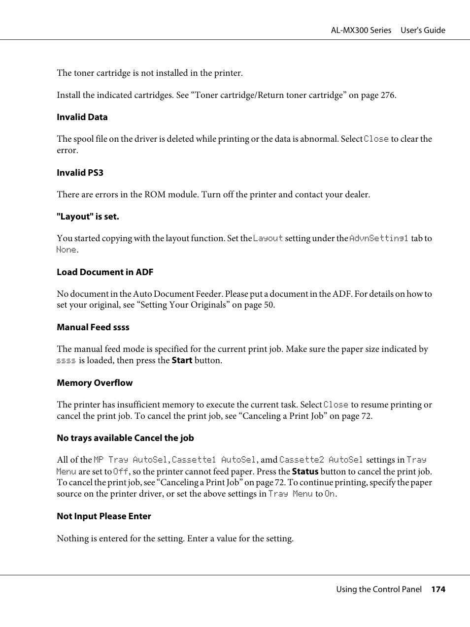 Epson WorkForce AL-MX300DN User Manual | Page 174 / 287